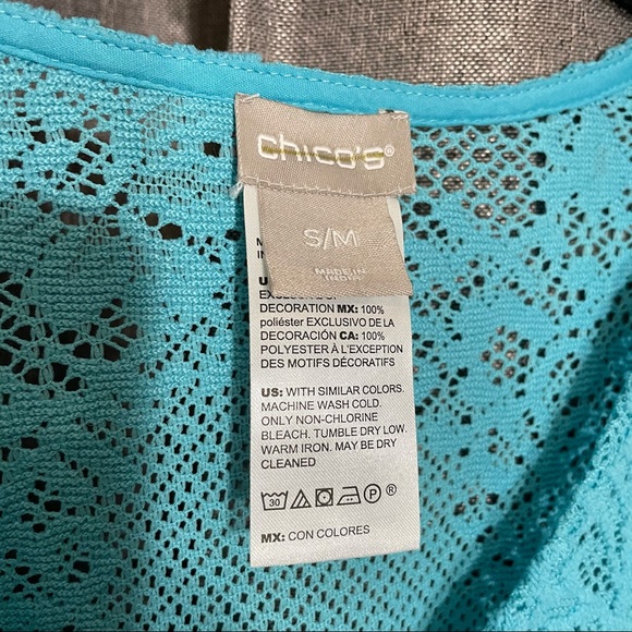 Chico’s Women’s Lightweight Light Blue Lace Poncho - Picture 9 of 12